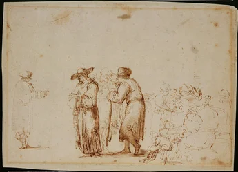 Postacie holenderskie (pióro, sepia, tusz i tusz na papierze)