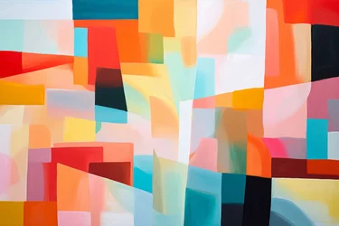 Poziome wydruki na płótnie: Geometric Acrylic Abstract Fusion Bright Colors