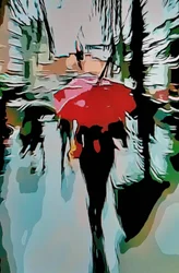 Czerwony parasol miejski