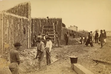 [Stockade zbudowany przez generała Haupta w celu ochrony własności rządowej, Orange  Alexandria R.R., Alexandria, Virigina].
