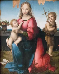 Madonna z Dzieciątkiem i św. Janem, Andrea Piccinelli znany jako il Brescianino (olej na desce)