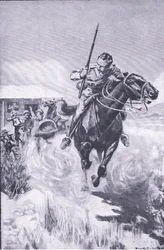 Ucieczka zwiadowcy z After Pretoria: The Guerilla War wydanego przez Harmsworth Bros Limited