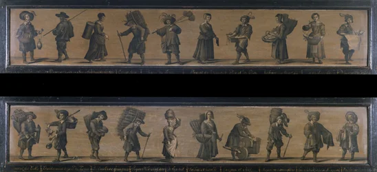 Les Cris de Paris, 1634 (olej na drewnie)