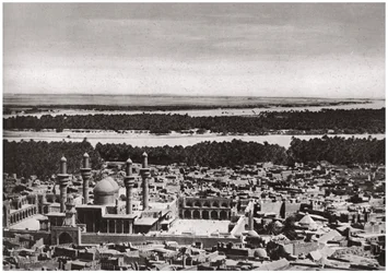 Kadhimiya, święte miasto niedaleko Bagdadu, z samolotu, Irak, 1925