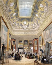 Dzień nauki w Luwrze, ok. 1850 r. (litografia)