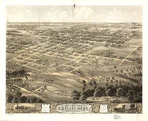 Widok z lotu ptaka na miasto Chillicothe, Livingston Co., Missouri, 1869. LOC 73693472