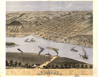 Widok z lotu ptaka na miasto Hannibal, Marion Co., Missouri 1869. LOC 73693475