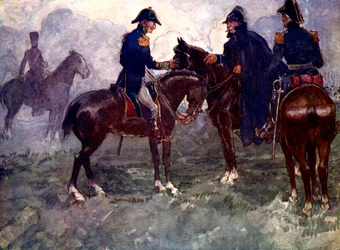 Dopiero po bitwie spotkali się Blucher i Wellington, 1815, 1905