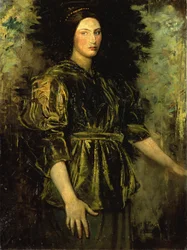Kobieta w zielonym aksamicie, 1918