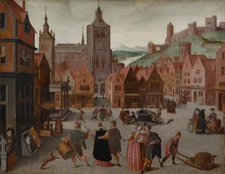 Rynek w Bergen op Zoom, prawdopodobnie 1590-1597 (olej na płycie)