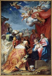 Adoracja Trzech Króli. Obraz Abrahama Bloemaerta (1564-1651)