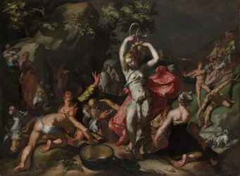 Mojżesz uderzający w skałę, 1596.