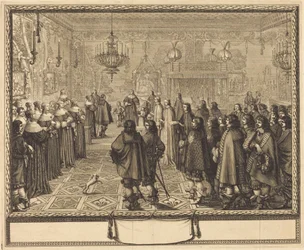 Ceremonia zawarcia małżeństwa między Władysławem IV, królem Polski, a Luizą Marią z Gonzagi, księżniczką Mantui, w Fontainebleau