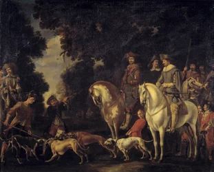 Polowanie na dzika. Obraz namalowany przez Abrahama Hondiusa (1625-1695)