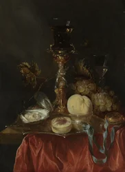 Martwa natura z pozłacanym szklanym uchwytem, ok. 1654-1660 (olej na płycie)
