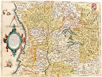 Ducatus Mediolanensis, Granice i Regiony Świata Mapa geografii księcia Mediolanu z „Theatrum Orbis Terrarum” Abrahama Orteliusa (Oertel, Ortell lub Ortel