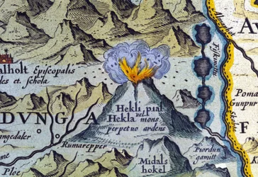 Wulkan Hekla na Islandii. Atlas Abrahama Orteliusa, Amsterdam 1588.