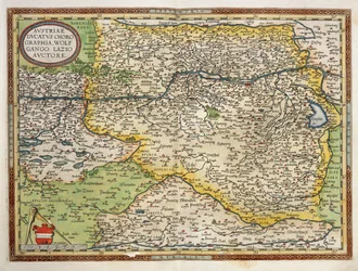 Mapa Austrii z Theatrum Orbis Terrarum autorstwa Abrahama Orteliusa
