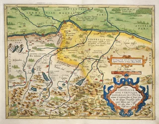 Mapa Bawarii, Niemcy, z Theatrum Orbis Terrarum autorstwa Abrahama Orteliusa