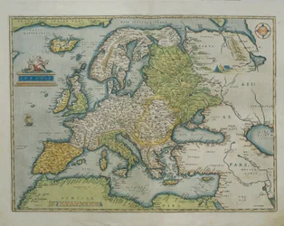 Mapa Europy z Theatrum Orbis Terrarum autorstwa Abrahama Orteliusa