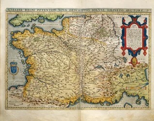 Mapa Francji z Theatrum Orbis Terrarum autorstwa Abrahama Orteliusa