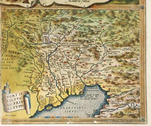 Mapa regionu Friuli Venezia Giulia, z Theatrum Orbis Terrarum autorstwa Abrahama Orteliusa