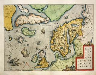Mapa Europy Północnej z Theatrum Orbis Terrarum autorstwa Abrahama Orteliusa