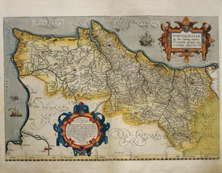 Mapa Portugalii z Teatru Świata autorstwa Abrahama Orteliusa