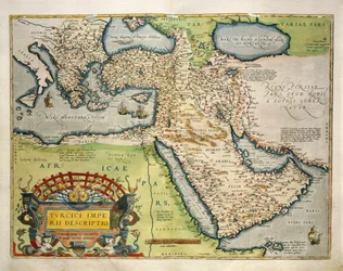 Mapa Turcji z Theatrum Orbis Terrarum autorstwa Abrahama Orteliusa