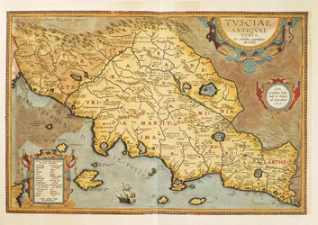 Mapa Toskanii z Theatrum Orbis Terrarum autorstwa Abrahama Orteliusa