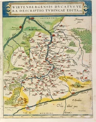 Mapa Wirtembergii, z Theatrum Orbis Terrarum autorstwa Abrahama Orteliusa