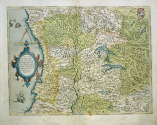 Mapa Księstwa Mediolanu we Włoszech z Theatrum Orbis Terrarum autorstwa Abrahama Orteliusa