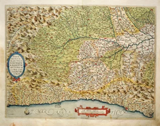 Mapa regionu Piemont, Włochy, z Theatrum Orbis Terrarum autorstwa Abrahama Orteliusa