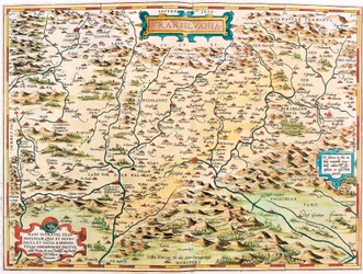 Transylwania Mapa geograficzna terytorium Transylwanii (Transylwania) z „Theatrum Orbis Terrarum” autorstwa Abrahama Orteliusa (Oertel, Ortell lub Ortel