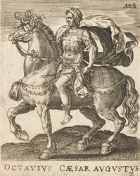 Oktawiusz Cezar August z Dwunastu Cezarów na koniu, ca. 1565-1587, ca. 1565-1587.