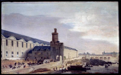 Widok na Porte Neuve i Galerie du Louvre około 1640 Entrée du Louvre nad brzegiem Sekwany. Obraz Abrahama de Verwera (1600-1650) 1640 wym. 0,37 x 0,59 m Paryż, Muzeum Carnavalet