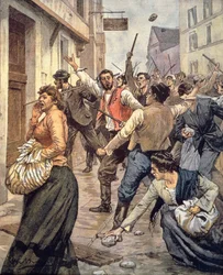 Zamieszki antysemickie na Morawach, Achille Beltrame (1871-1945), z La Domenica del Corriere, 12 listopada