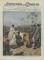 Epizody wojowniczego życia w Trypolitanii, oficerowie i żołnierze asystujący na ufortyfikowanych posterunkach?