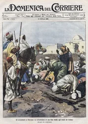Wydarzenia w Maroku: zbuntowane plemię poddaje się przedstawicielom sułtana. Ilustracja Beltrame. Domenica del Corriere