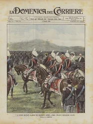 Magazyn wojskowy na cześć prezydenta Loubeta, w Rzymie parada Bersaglieri Ciclisti