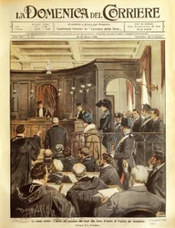 Maria Tarnowska na procesie w Wenecji, Achille Beltrame, ilustracja, Ilustrator Achille Beltrame (1871-1945), z La Domenica del Corrier