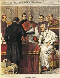 Papież Leone XIII czytający Błogosławieństwo na gramofon, Achille Beltrame (1871-1945), z La Domenica del Corriere, 29 marca 1903