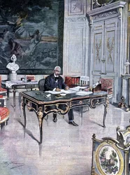 Prezydent Republiki Francuskiej Félix Faure w 1899 r. Ilustracja Achille Beltrame