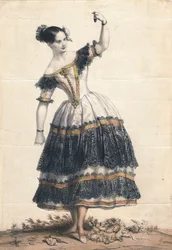 Fanny Elssler jako Florinda w tańcu La Cachucha balet Le Diable lame, 1836