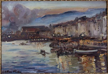 Widok portu w Tulonie XX wiek (olej na płótnie)