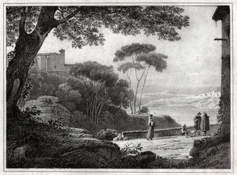 Jezioro Albano. (rycina ok. 1820 r.)