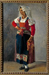 Portret chłopa pod Rzymem Obraz Achille Michallon (1796-1822) XIX w. Nd. 0,36x0,25m²