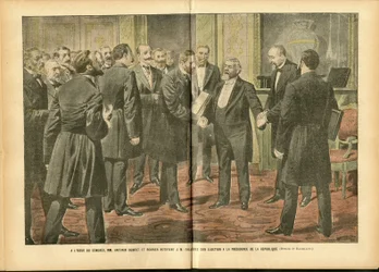 Ilustracja Achille Lemot (1846-1909) w Le Pelerin, 28.01.2006 - Wybory, Prezydent Republiki - Fallieres Armand (1841-1931)