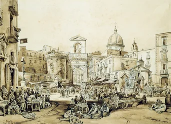 Porta Capuana w Neapolu, Achille Vianelli (1803-1894), sepia, 43x60,5 cm