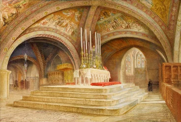 Ołtarz główny nad grobem Franciszka z Asyżu, 1909 (wc na papierze)